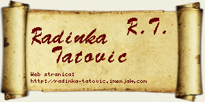 Radinka Tatović vizit kartica
